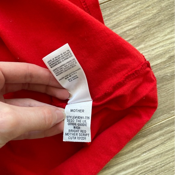 MOTHER The Lil Goodie Goodie Graphic Tshirt Mother Script Red Sz S 100% Cotton - Picture 7 of 7